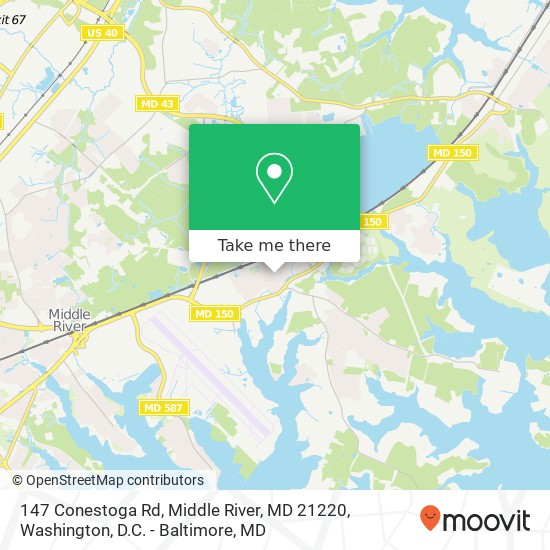 Mapa de 147 Conestoga Rd, Middle River, MD 21220