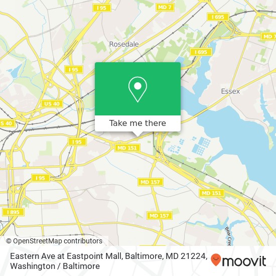 Mapa de Eastern Ave at Eastpoint Mall, Baltimore, MD 21224