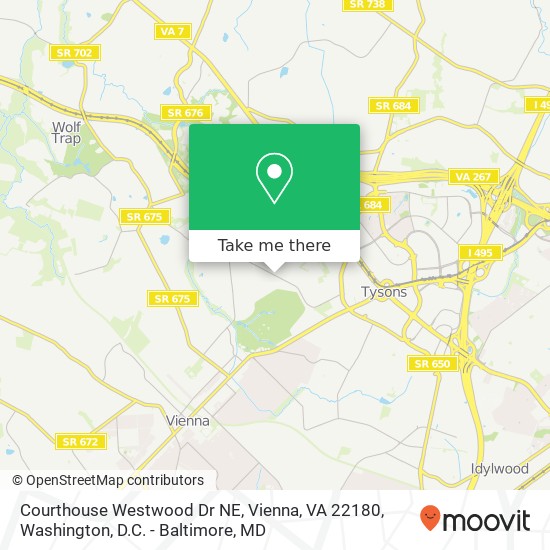 Mapa de Courthouse Westwood Dr NE, Vienna, VA 22180