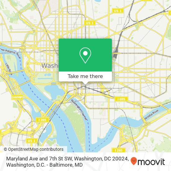 Maryland Ave and 7th St SW, Washington, DC 20024 map