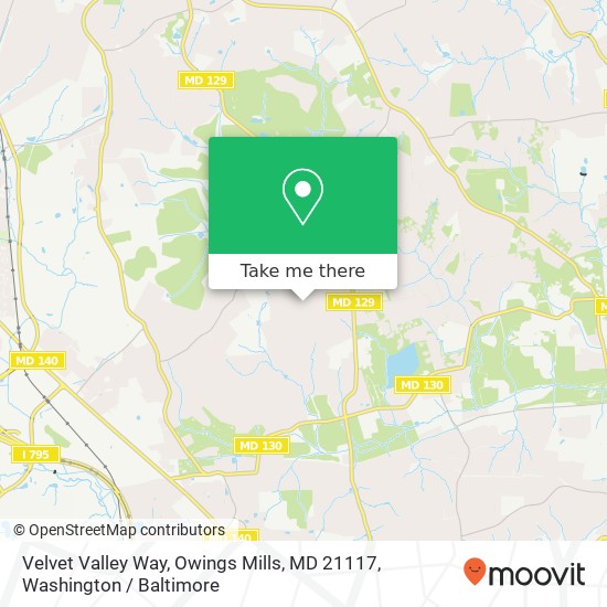 Mapa de Velvet Valley Way, Owings Mills, MD 21117