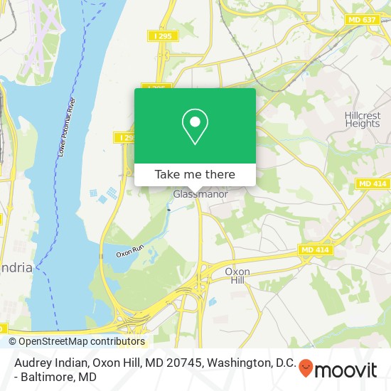 Mapa de Audrey Indian, Oxon Hill, MD 20745