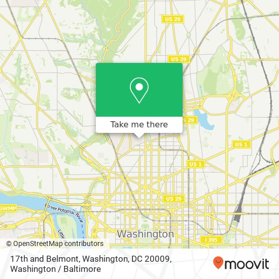 Mapa de 17th and Belmont, Washington, DC 20009
