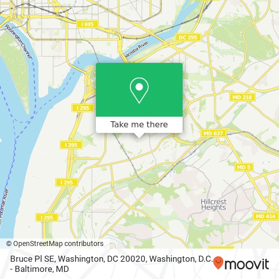 Mapa de Bruce Pl SE, Washington, DC 20020