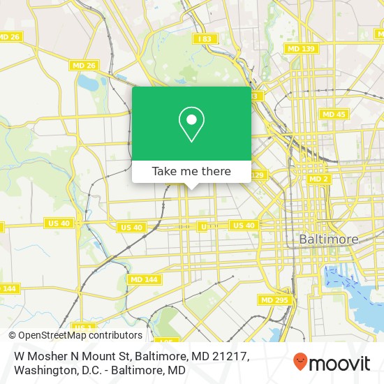 Mapa de W Mosher N Mount St, Baltimore, MD 21217