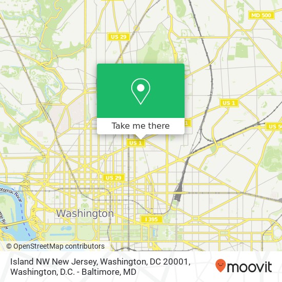 Mapa de Island NW New Jersey, Washington, DC 20001