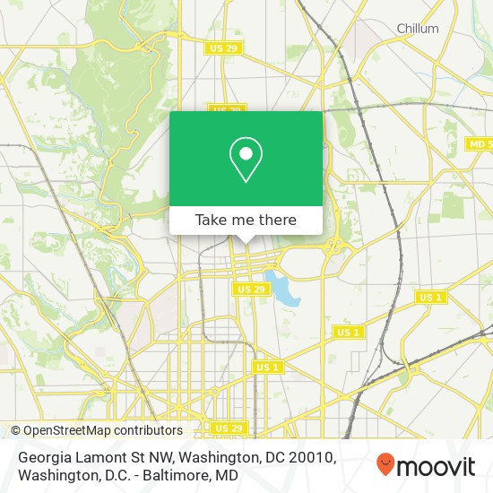 Mapa de Georgia Lamont St NW, Washington, DC 20010