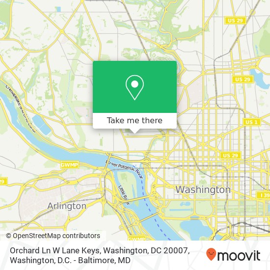 Mapa de Orchard Ln W Lane Keys, Washington, DC 20007