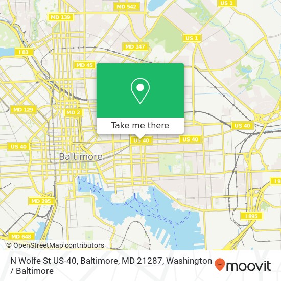 Mapa de N Wolfe St US-40, Baltimore, MD 21287