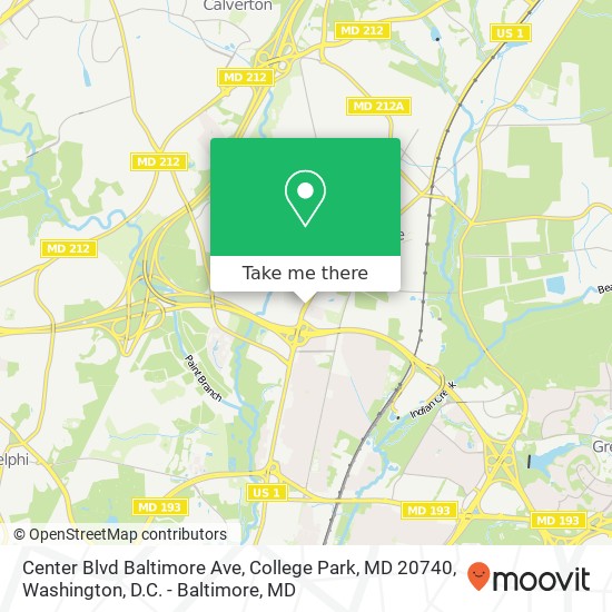 Mapa de Center Blvd Baltimore Ave, College Park, MD 20740