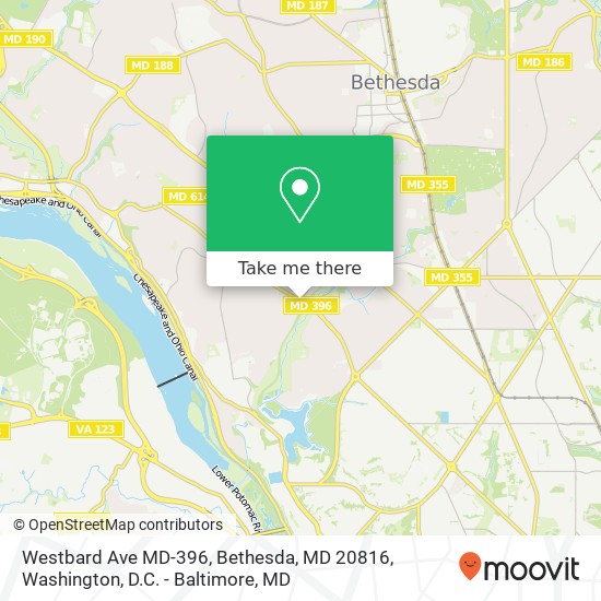 Mapa de Westbard Ave MD-396, Bethesda, MD 20816