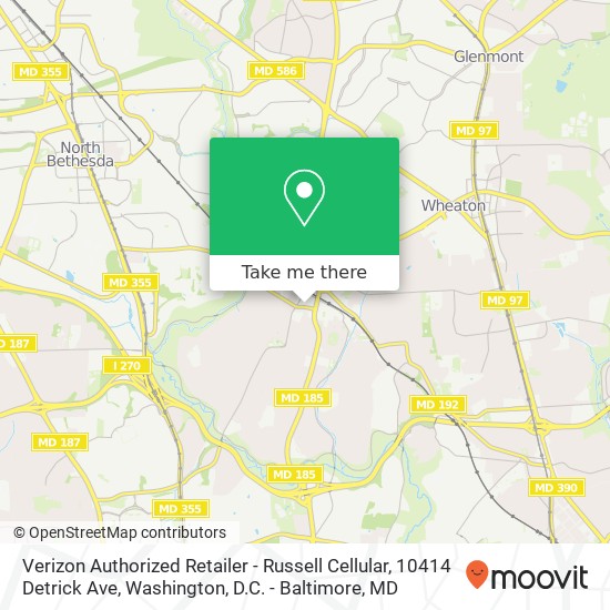 Mapa de Verizon Authorized Retailer - Russell Cellular, 10414 Detrick Ave