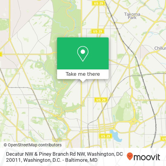 Mapa de Decatur NW & Piney Branch Rd NW, Washington, DC 20011