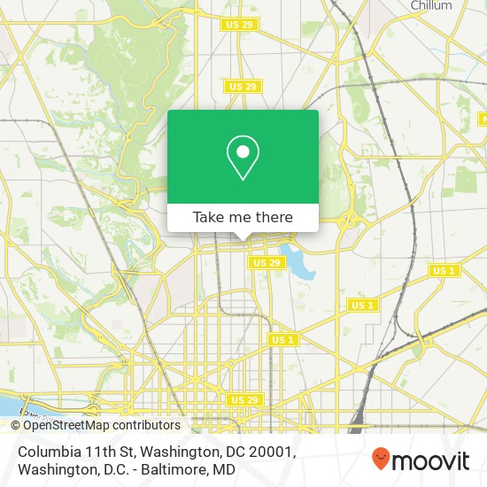 Mapa de Columbia 11th St, Washington, DC 20001