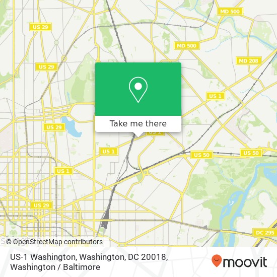 Mapa de US-1 Washington, Washington, DC 20018