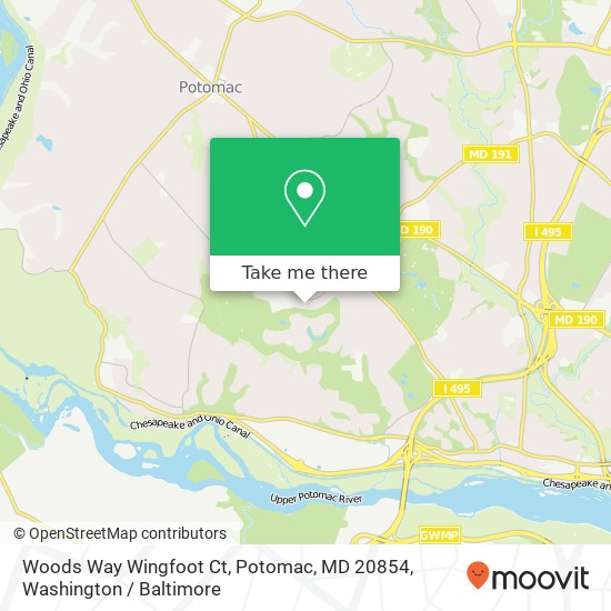 Woods Way Wingfoot Ct, Potomac, MD 20854 map