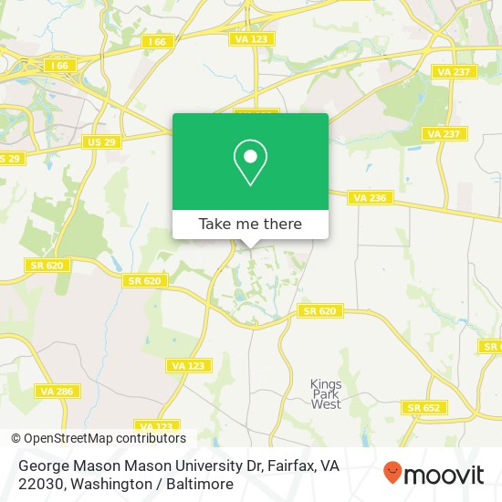 George Mason Mason University Dr, Fairfax, VA 22030 map