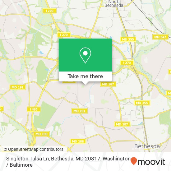 Mapa de Singleton Tulsa Ln, Bethesda, MD 20817