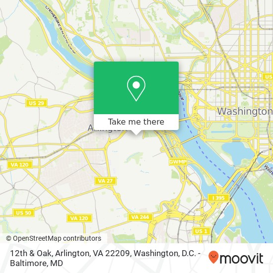 Mapa de 12th & Oak, Arlington, VA 22209