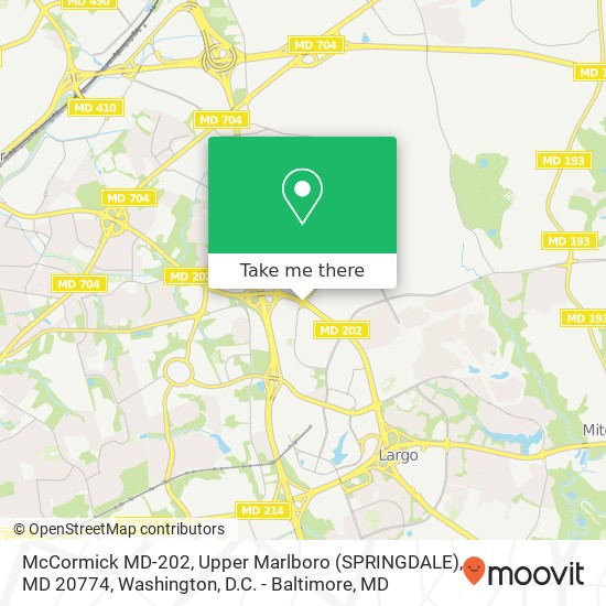 McCormick MD-202, Upper Marlboro (SPRINGDALE), MD 20774 map