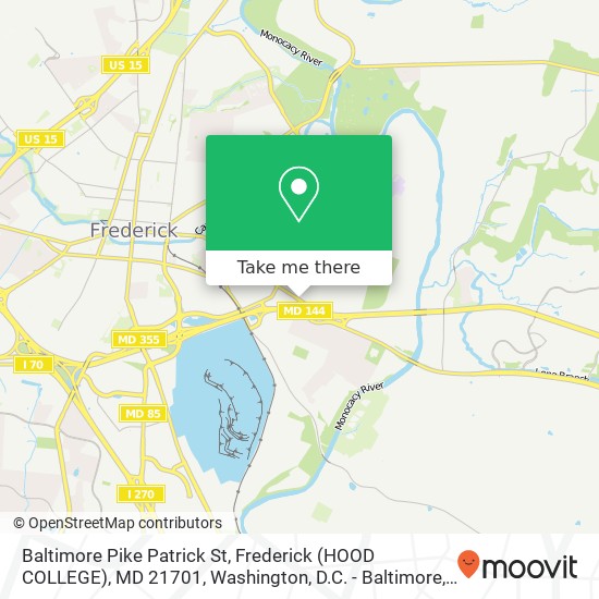 Mapa de Baltimore Pike Patrick St, Frederick (HOOD COLLEGE), MD 21701