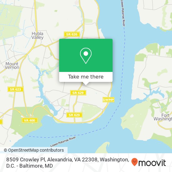 Mapa de 8509 Crowley Pl, Alexandria, VA 22308