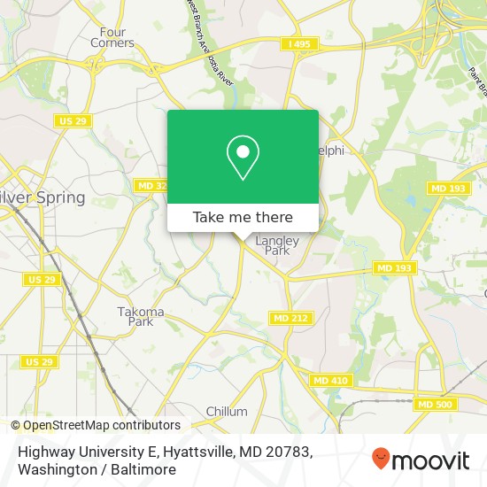 Mapa de Highway  University E, Hyattsville, MD 20783