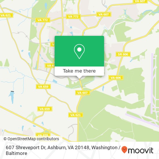 Mapa de 607 Shreveport Dr, Ashburn, VA 20148