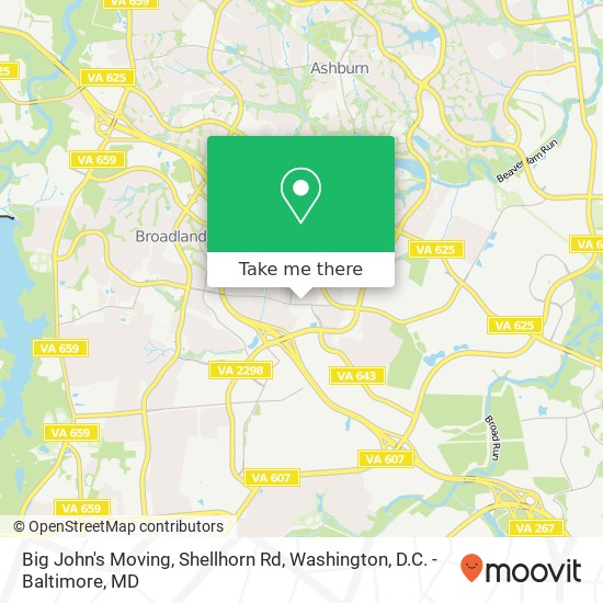 Big John's Moving, Shellhorn Rd map