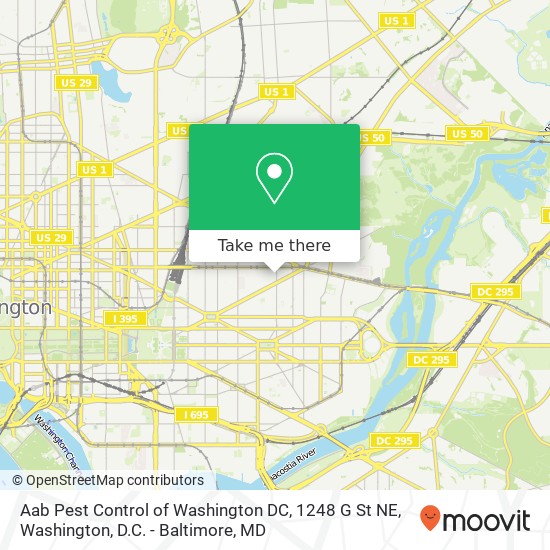 Mapa de Aab Pest Control of Washington DC, 1248 G St NE