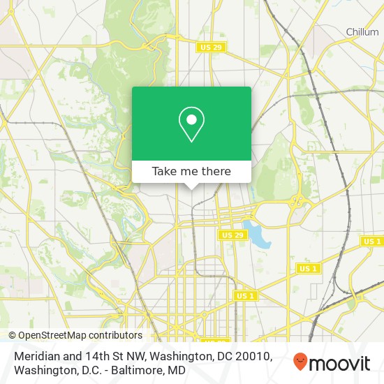 Mapa de Meridian and 14th St NW, Washington, DC 20010