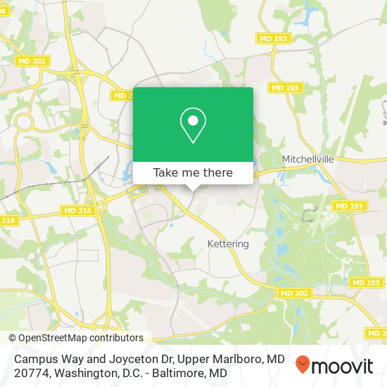 Campus Way and Joyceton Dr, Upper Marlboro, MD 20774 map