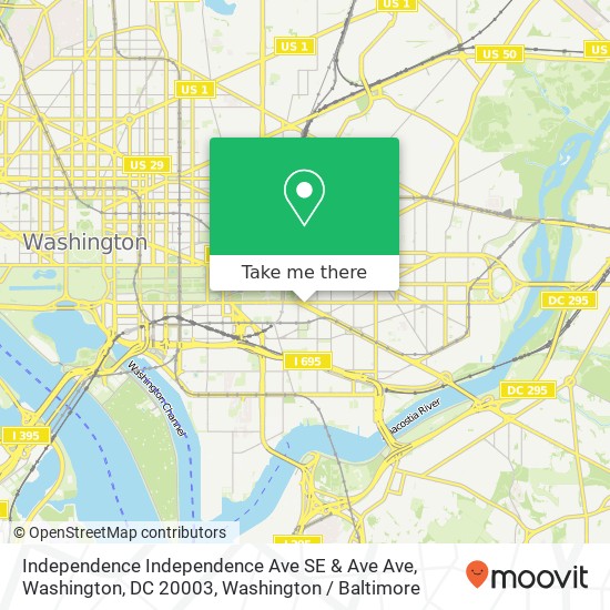 Mapa de Independence Independence Ave SE & Ave Ave, Washington, DC 20003