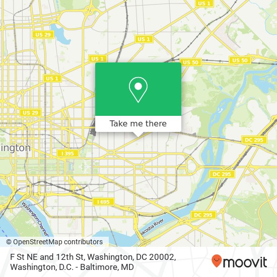 Mapa de F St NE and 12th St, Washington, DC 20002