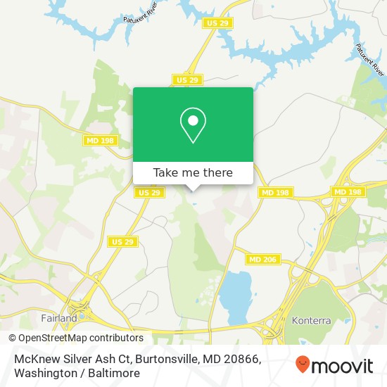 Mapa de McKnew Silver Ash Ct, Burtonsville, MD 20866