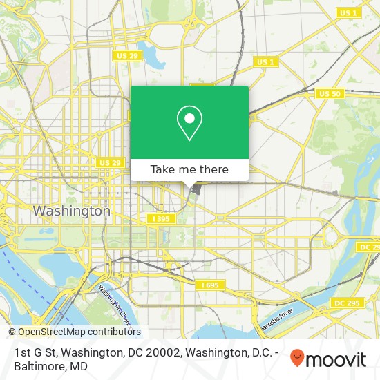 Mapa de 1st G St, Washington, DC 20002