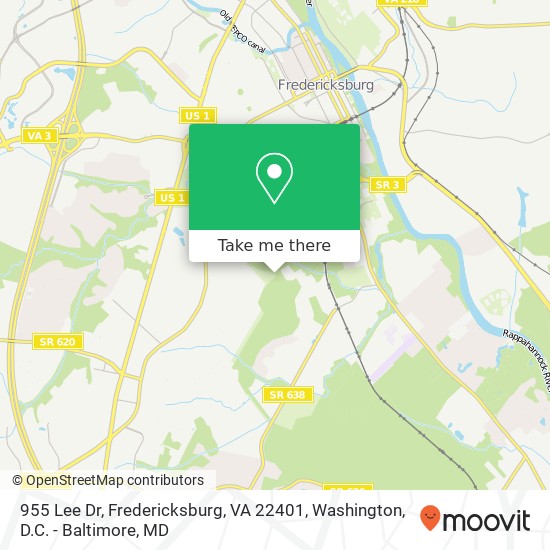 Mapa de 955 Lee Dr, Fredericksburg, VA 22401