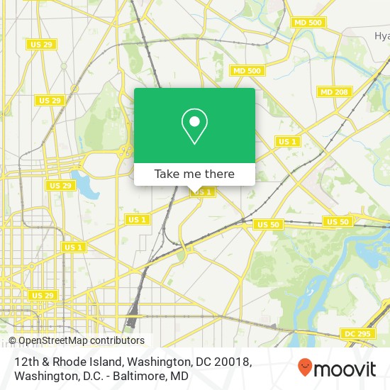 12th & Rhode Island, Washington, DC 20018 map