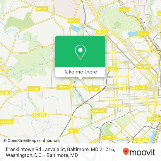 Mapa de Franklintown Rd Lanvale St, Baltimore, MD 21216