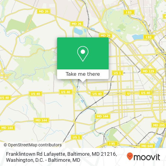Mapa de Franklintown Rd Lafayette, Baltimore, MD 21216