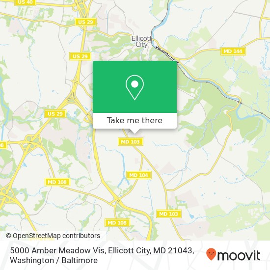 Mapa de 5000 Amber Meadow Vis, Ellicott City, MD 21043