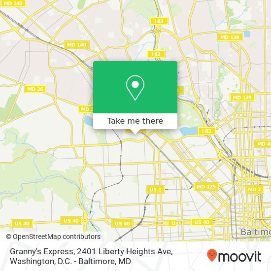 Mapa de Granny's Express, 2401 Liberty Heights Ave