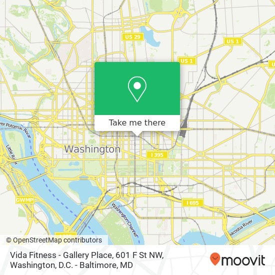 Mapa de Vida Fitness - Gallery Place, 601 F St NW