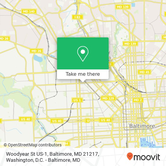 Mapa de Woodyear St US-1, Baltimore, MD 21217