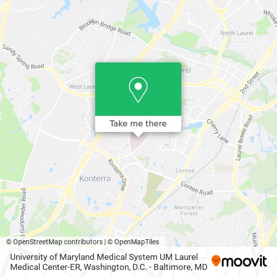 University of Maryland Medical System UM Laurel Medical Center-ER map