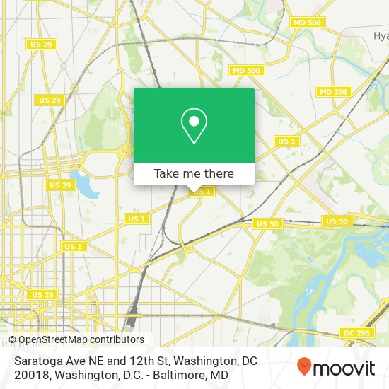 Saratoga Ave NE and 12th St, Washington, DC 20018 map