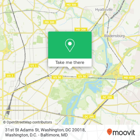 Mapa de 31st St Adams St, Washington, DC 20018