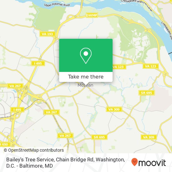 Mapa de Bailey's Tree Service, Chain Bridge Rd