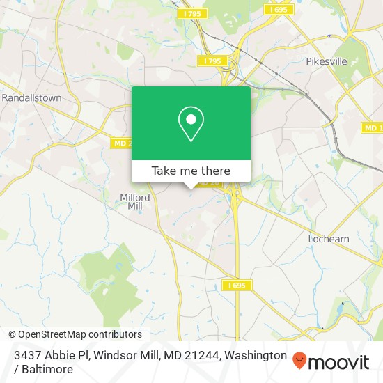 Mapa de 3437 Abbie Pl, Windsor Mill, MD 21244