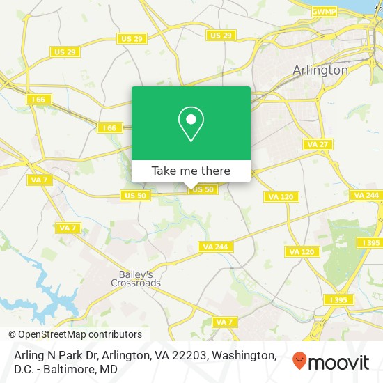 Arling N Park Dr, Arlington, VA 22203 map
